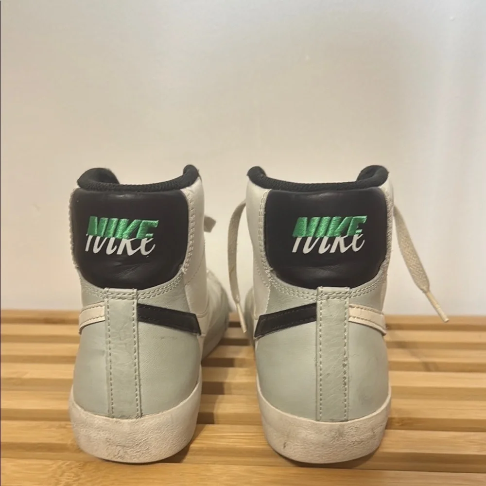 Nike Blazer High-Top Sneakers Boys White Black with Green embroidered logo